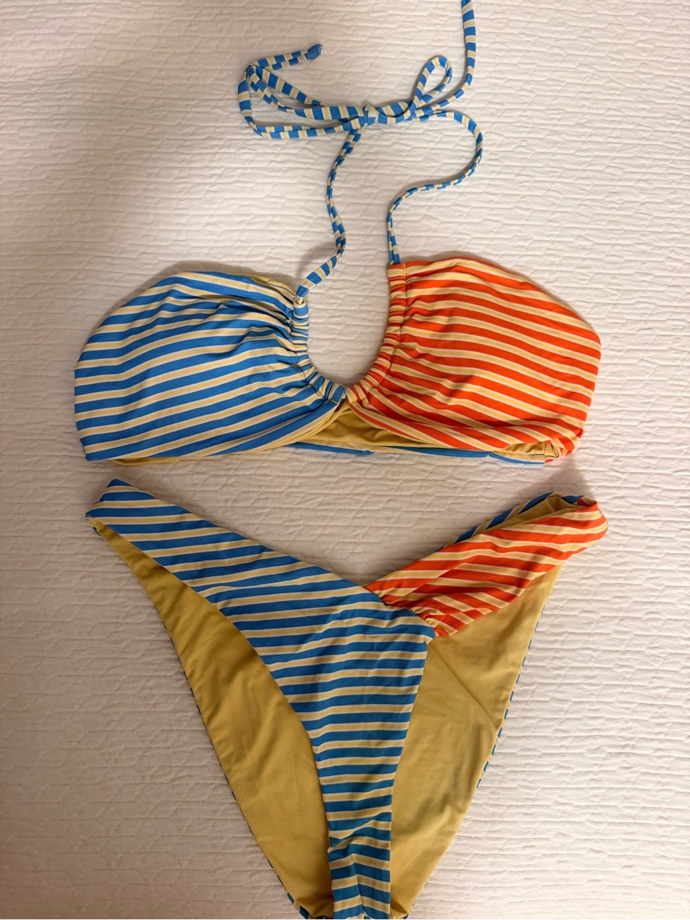 Two-Tone Bikini - Blue, Orange & Yellow